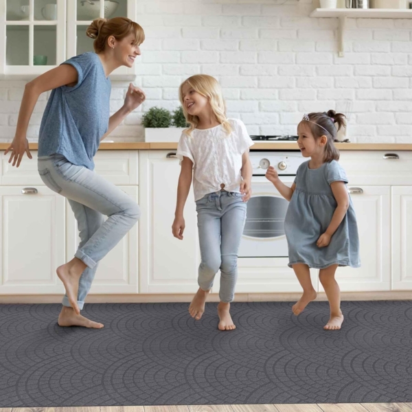 ANRO Küchenläufer Teppichläufer DAVIS Velours Läufer, Eckig, Bodenläufer 100x100cm Mosaik Anthrazit pflegeleicht Bild 6