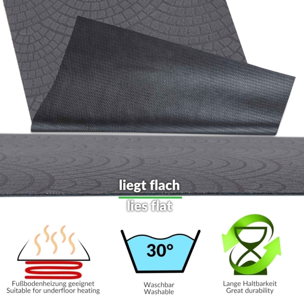 ANRO Küchenläufer Teppichläufer DAVIS Velours Läufer, Eckig, Bodenläufer 100x100cm Mosaik Anthrazit pflegeleicht Bild 5