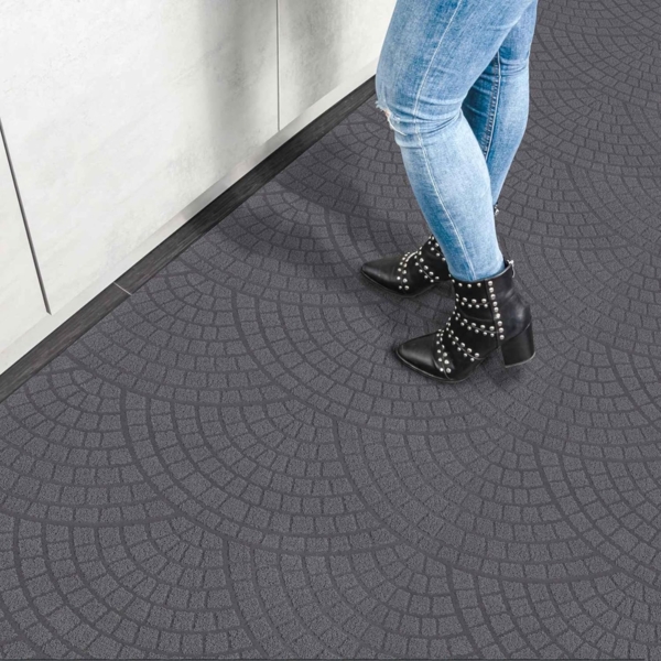 ANRO Küchenläufer Teppichläufer DAVIS Velours Läufer, Eckig, Bodenläufer 100x100cm Mosaik Anthrazit pflegeleicht Bild 7