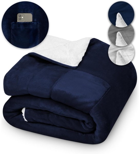 Sherpa Decke KAMI - 230 x 270 Nachtblau