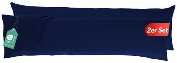 Livessa Seitenschläferkissen Bezug 40x145 (2er Set) - Verdeckter Reißverschluss an der Langen Seite,%100 Baumwolle Jersey Stoff, Oeko-Tex Zertifiziert, Ultra weich und atmungsaktiv