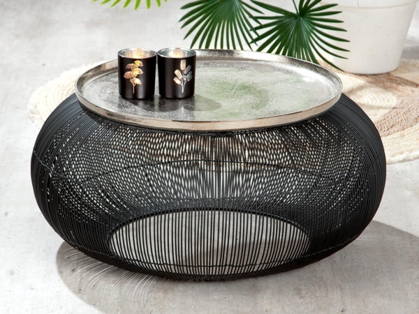 GILDE Tisch Puntual - schwarz-silber - H. 30,5cm x D. 64cm - 42681 Bild 2