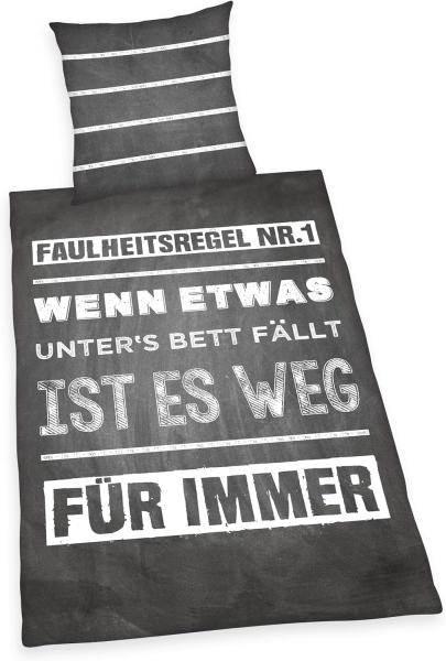 Herding Young Collection Bettwäsche-Set, Wendemotiv mit Spruch, Bettbezug 135x200 cm, Kopfkissenbezug 80x80 cm mit Reißverschluss