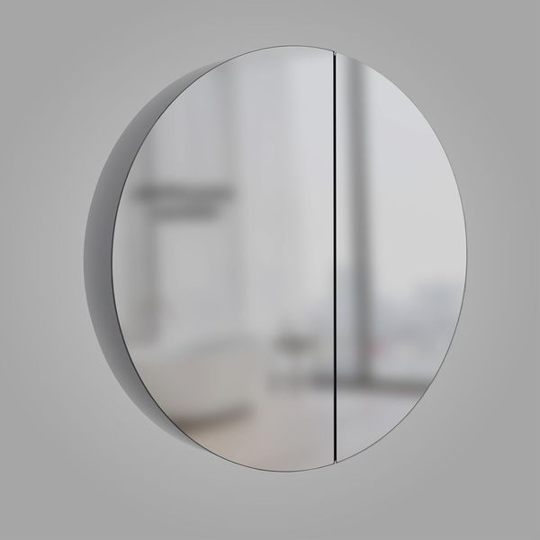 Talos Spiegelschrank Bad rund Ø 60 cm - Badezimmer Spiegelschrank mit hochwertigem Aluminium Korpus - Bad Spiegelschrank mit Zwei Glaseinlegeböden