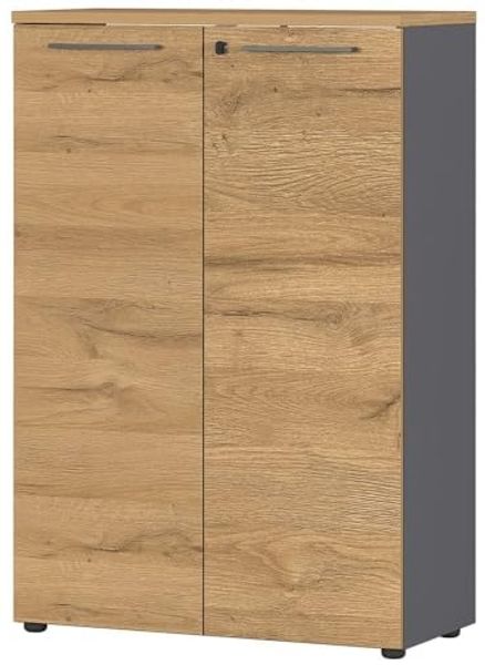 Aktenschrank 3OH 80cm AURAY-01 Graphit/Grandson-Eiche-Nb. B/H/T ca. 80/120/40cm