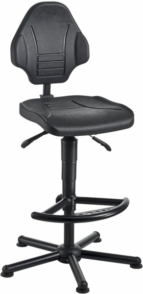 Arbeitsdrehstuhl W13 Bodengleiter+Fußstütze Polyurethanschaum schwarz ""