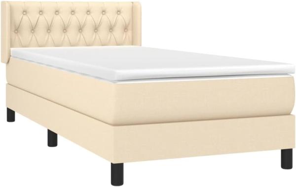 vidaXL Boxspringbett mit Matratze Creme 100x200 cm Stoff