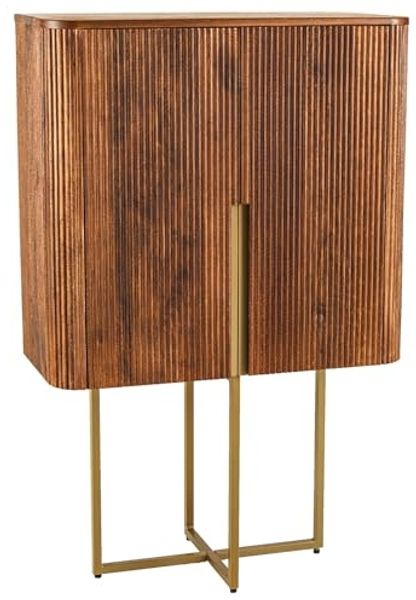 riess-ambiente Highboard GATSBY 125cm braun / gold (Einzelartikel, 1 St), Wohnzimmer · Schrank · Mangoholz · Retro Design