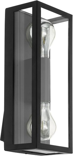 Eglo 98273 Outdoor Wandleuchte ALAMONTE 1 schwarz klar L:15cm H:38cm T:10cm IP44