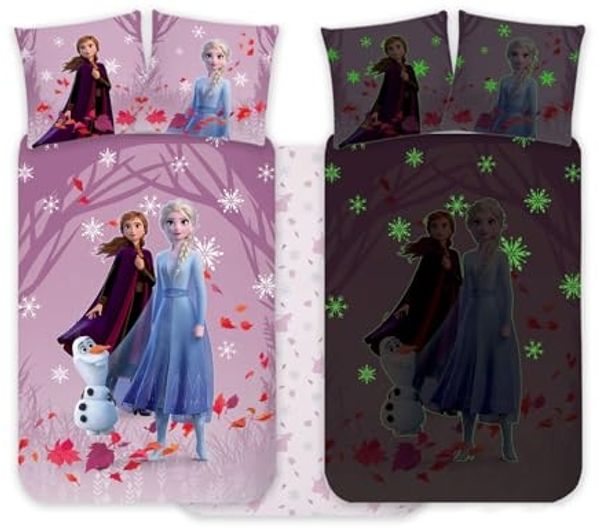 Disney Bettwäsche Disney Eiskönigin leuchtende Kinderbettwäsche 100x135cm, 100% Baumwolle