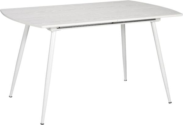 Esstisch Mateo ausziehbar 140-180 x 80 cm 6-10 Personen Küchentisch mit Metallgestell für Küche, Esszimmer Holz Optik Weiß