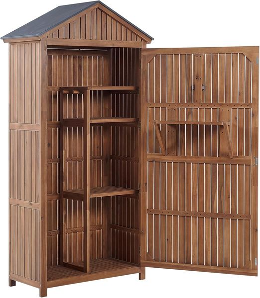 Beliani 'SAVOCA' Gartenschrank, Akazienholz braun, 100x40x200 cm Bild 4