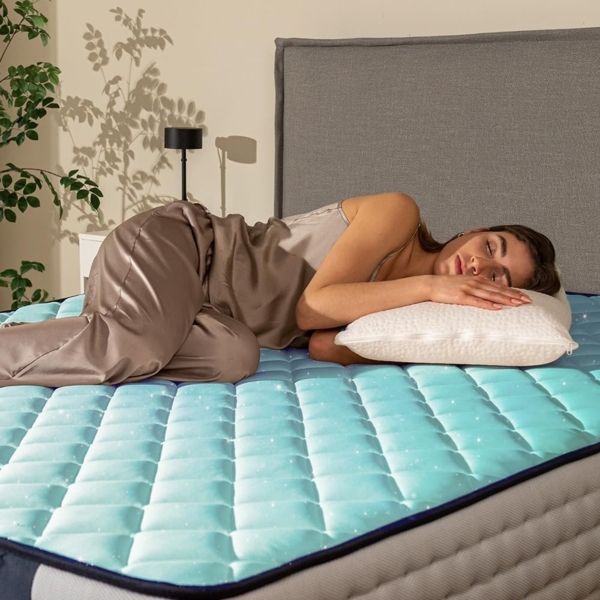 Cecotec Viscoelastische Matratze mit Taschenfedern Flow 6700 Hybrid 120x180. Mehrschichtig, Höhe 26 cm, Hohe Festigkeit, Unabhängigkeit der Liegeflächen, Atmungsaktivität, Doppelseitig Winter/Sommer Bild 9