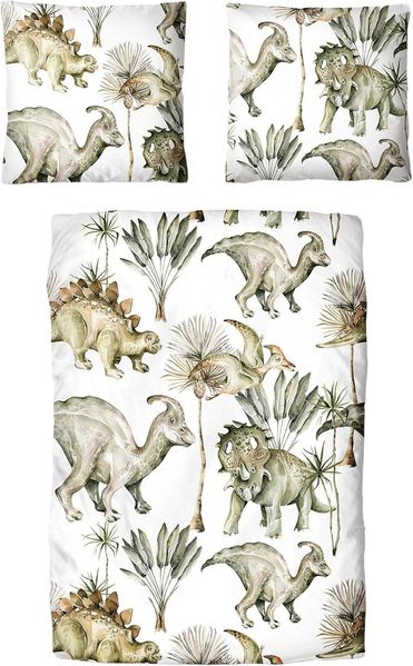Traumschloss Bettwäsche TS Edition, Baumwolle, 2 teilig, Dinosaurier und Pflanzen