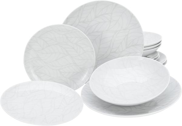 CreaTable 25869 Tafelservice Home für 4 Personen, Porzellan, weiß (1 Set, 12-teilig)