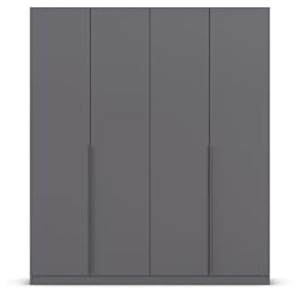 Rauch Möbel Alabama, Kleiderschrank, Garderobenschrank, 4-türig, Zubehör Basic, 2 Kleiderstangen, 2 Einlegeböden, Farbe Grau metallic, Schwarz, Griff Grau metallic, 181 x 210 x 54 cm Bild 6