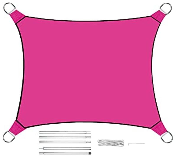 Sonnensegel Rechteckig 2x3m Pink mit Stangenset - Sonnenschutz für den Garten
