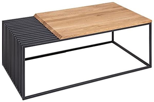 riess-ambiente Couchtisch ARCHITECTURE 100cm natur / schwarz (Einzelartikel, 1-St), Wohnzimmer · Eiche-Massivholz · Metall · geölt · Industrial Design