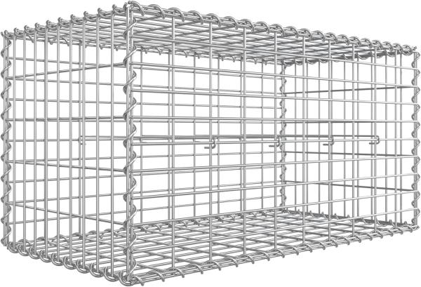 Gabionenkorb,100 x 50 x 50 cm, Metall-Steinkorb mit 5 x 10 cm Maschenweite für Mauersteine, verzinkt, Steingabione Mauer, silber GGB155