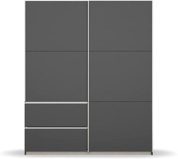 Rauch Möbel Sevilla Schrank Kleiderschrank Schwebetürenschrank, Graumetallic, Griffleisten alufarbig, 2-türig, inkl. 2 Kleiderstangen, 2 Einlegeböden BxHxT 175x210x59 cm