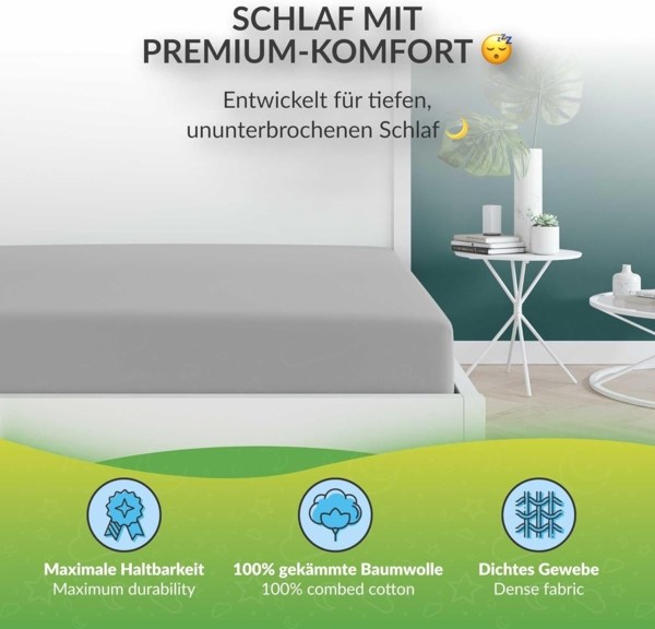 etérea Extra Jersey Spannbettlaken Silber 140x200 - 160x220 cm Bild 2