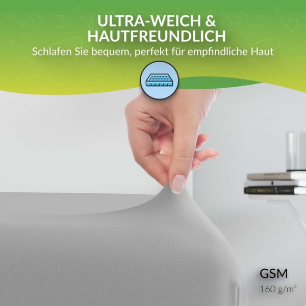 etérea Extra Jersey Spannbettlaken Silber 140x200 - 160x220 cm Bild 3