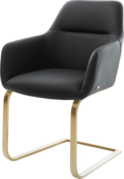 Freischwinger Pejo-Flex Echt-Leder Schwarz Freischwinger flach Gold Taschenfederkern