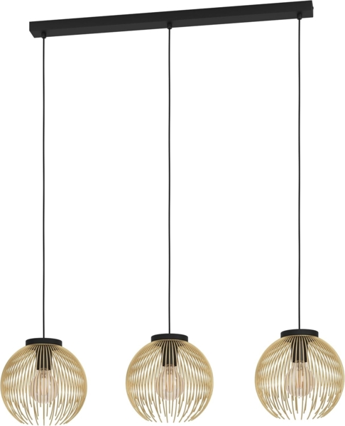 Eglo 900167 Hängeleuchte VENEZUELA E27 3X40W Stahl schwarz, gold L:93. 5cm B:23. 5cm H:110cm dimmbar