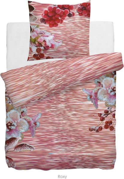 HnL Satin Bettwäsche Roxy Blumen Muster Rose 135x200 cm + 80x80 cm