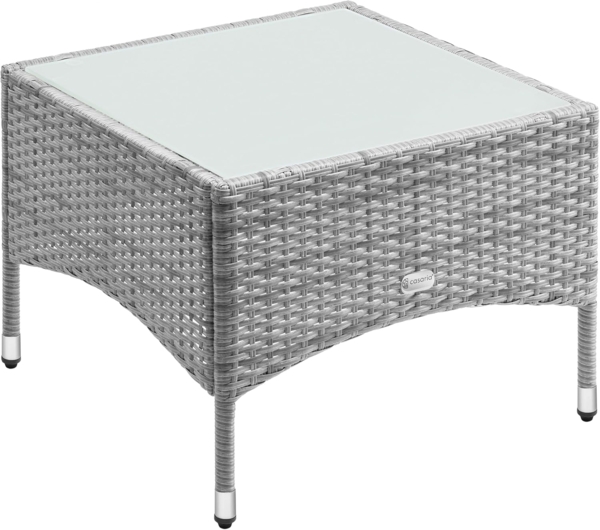 Casaria Beistelltisch, Polyrattan 58x58 cm Wetterfest Höhenverstellbar 80kg Belastbarkeit