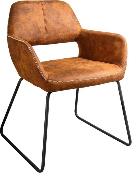 riess-ambiente Esszimmerstuhl MUSTANG antik braun, Esszimmer · Microfaser · Metall · mit Armlehne · Retro Design