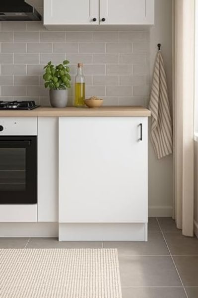 Dmora - Schrank 1 Tür Fombio, Vertikaler Schrank, Aufbewahrungsmodul, Kompakte Küchenbasis, 60x60 h90 cm, Weiß und Eiche