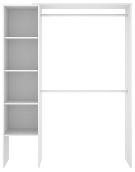 Vente-unique - BELVANA Wardrobe and walk-in wardrobe Holz, Platte Weiß - B 40 cm x H 187 cm x L 110 cm140 cm