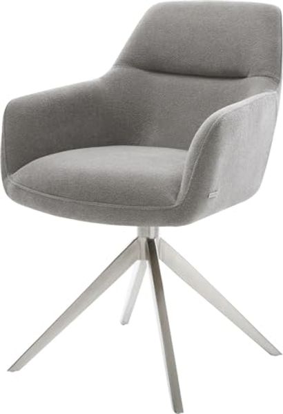 Drehstuhl Pejo-Flex Strukturstoff Soft Grau Kreuzgestell breit Edelstahl 360° drehbar Wippfunktion Taschenfederkern