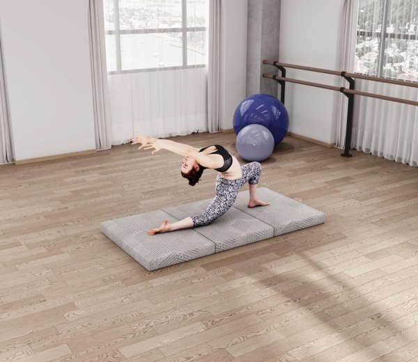 EGO Home Klappmatratze 65x196 cm, Faltmatratze Höhe 10 cm, Faltbare Matratze Härtegrade H3, Reisematratze 3-Teilige Visco Schaumstoff, Gästematratze Klappbar für Reisen, Camping, Boden, Gästebet Bild 5