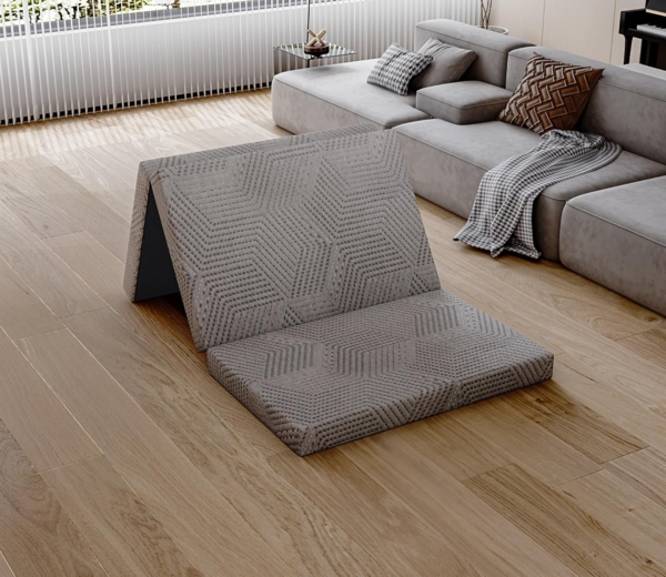 EGO Home Klappmatratze 65x196 cm, Faltmatratze Höhe 10 cm, Faltbare Matratze Härtegrade H3, Reisematratze 3-Teilige Visco Schaumstoff, Gästematratze Klappbar für Reisen, Camping, Boden, Gästebet Bild 1