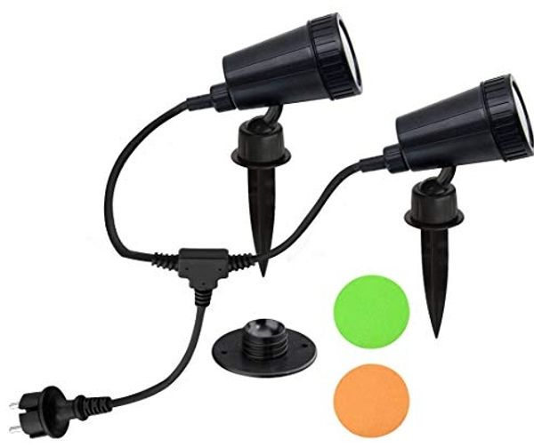 TRANGO LED Gartenstrahler, -flammig 3077 Strahler IP44 Außenleuchte *SOPHIA* inkl. 2x 3 Watt GU10 LED Leuchtmittel – 3000K warmweiß & 2 Meter Zuleitungskabel als Teichstrahler, Gartenlampe, Außenlampe, Wegbeleuchtung