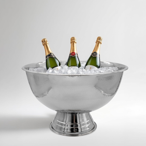 Spetebo Wein- und Sektkühler Edelstahl Champagnerschale Sektkühler - Ø 40 cm, gehämmert