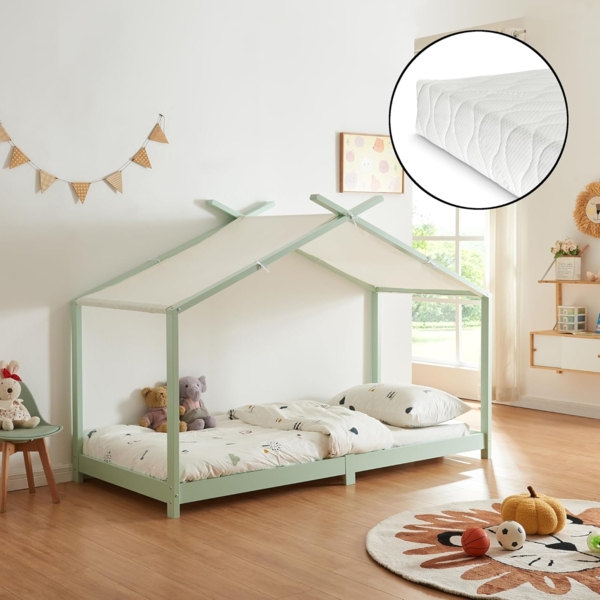 Kinderbett Brome mit Matratze 90x200 cm Mintgrün [en. casa] Bild 4