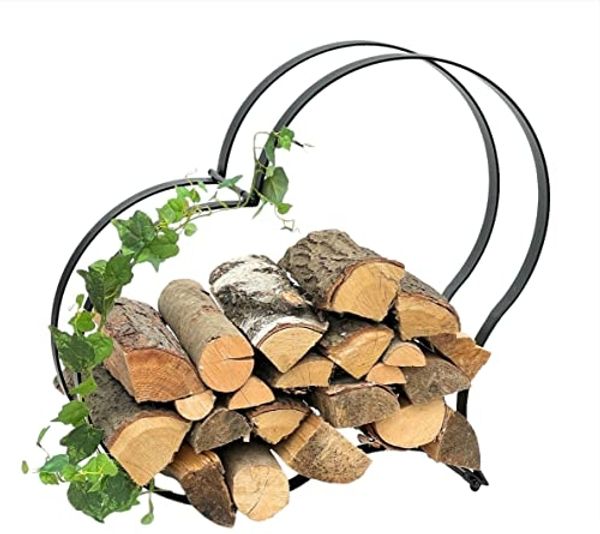 DanDiBo Kaminholzregal Innen Metall Schwarz Kaminholzständer Herz 96322 Holzkorb Kaminholzhalter Feuerholzregal Holzregal Bild 6