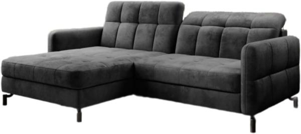 Designer Sofa Loria mit Schlaf- und Klappfunktion Anthrazit Links