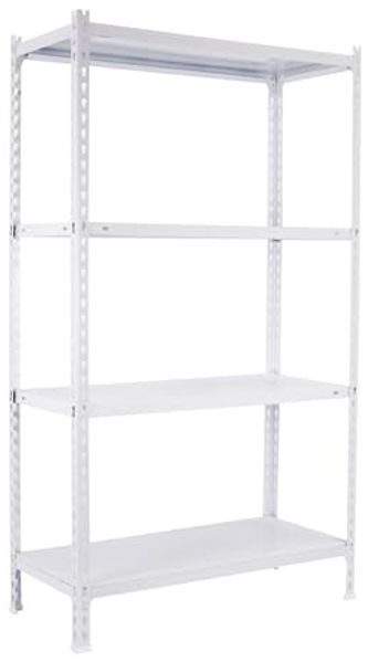 Simon Rack Schwerlastregal, 1500 x 1100 x 400 mm, Bis 60 kg Belastbar, 4 Verstellbare Ablagen, Kellerregal, Lagerregal, Weiss - Ecoclick