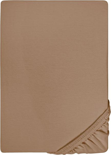 Biberna Feinjersey Spannbettlaken Spannbetttuch 180x200 cm - 200x200 cm Macchiato