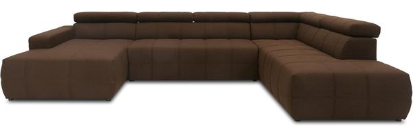 DOMO Collection Brandon Sofa, Wohnlandschaft mit Rückenfunktion in U-Form, Polsterecke Eckgarnitur Polstergarnitur, Dunkelbraun, 175 x 359 x 228 cm