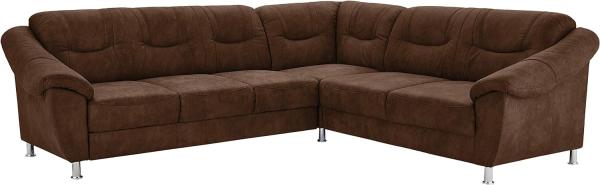 Cavadore Ecksofa Salisa mit Federkern / Polsterecke im klassischen Design / 264 x 86 x 244 / Mikrofaser Hellbraun