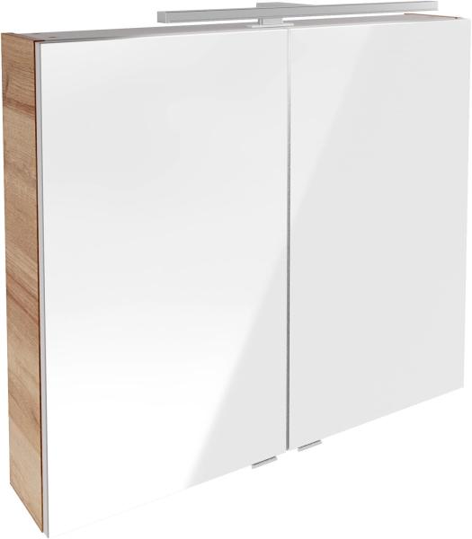 Fackelmann B.BRILLANT LED-Spiegelschrank, 80 cm breit, Braun hell