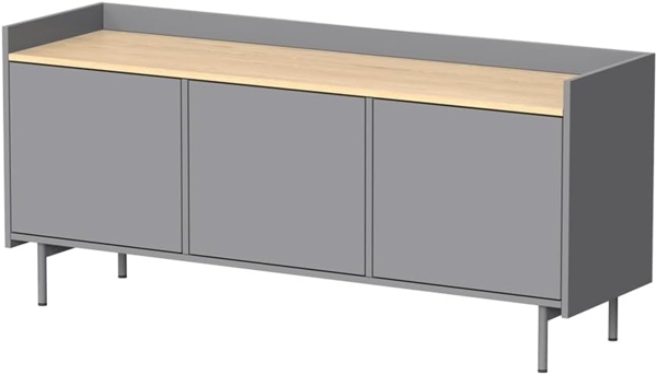 Lowboard Velina Grau 140 x 63 cm mit 3 Türen Vicco