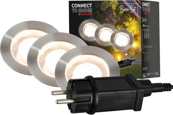 Briloner LED Außen-Bodenstrahler Connect to Shine 3er Starterset 10W warmweiß