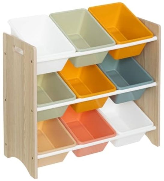 Atmosphera Créateur d'intérieur Standregal Regal mit Spielzeugkisten, 9 farbige Boxen, 60 x 29,5 x 66 cm