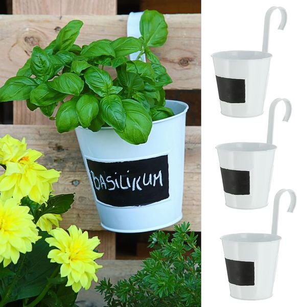 CEPEWA Übertopf Übertopf 3er Set weiß Ø15cm H15cm Kräutertopf (3 St)